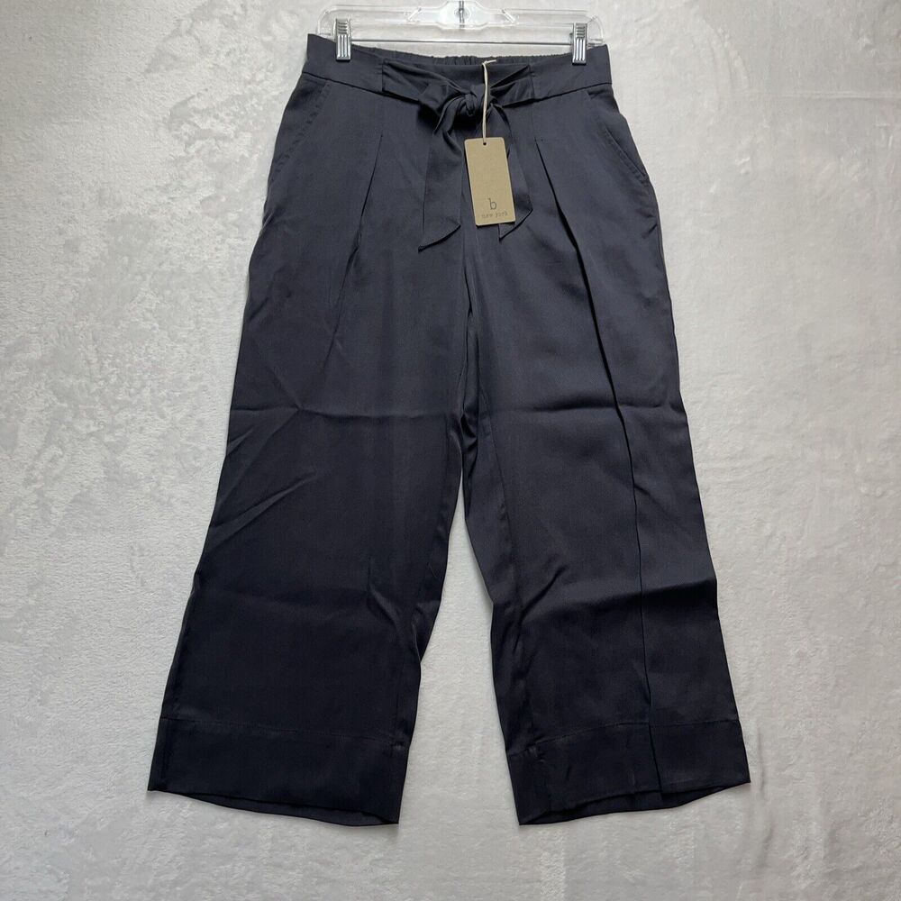 B. New York Tie‎ Waist Culottes Women’s Sz Small Night Grey Wide Leg Pull On NEW